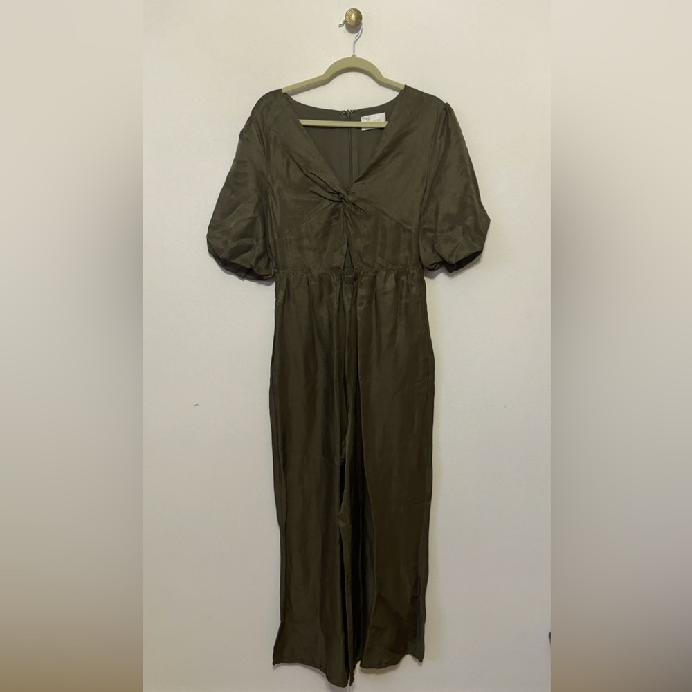 Anthropologie x Sancia the Aida Jumpsuit Keyhole Puff-sleeve Olive Green size L - Picture 6 of 7